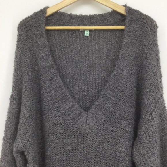 Susina Grey Boucle V-Neck Sweater Plus Size 1X - Picture 4 of 8
